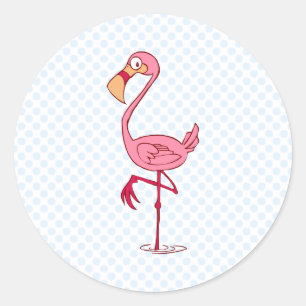 Finny Flamingo Runt Klistermärke