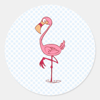 Finny Flamingo Runt Klistermärke
