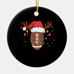 Finny Football Reindeer Santa Hat jul Julgransprydnad Keramik