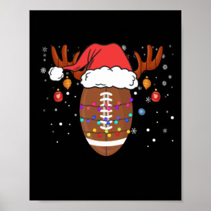 Finny Football Reindeer Santa Hat jul Poster