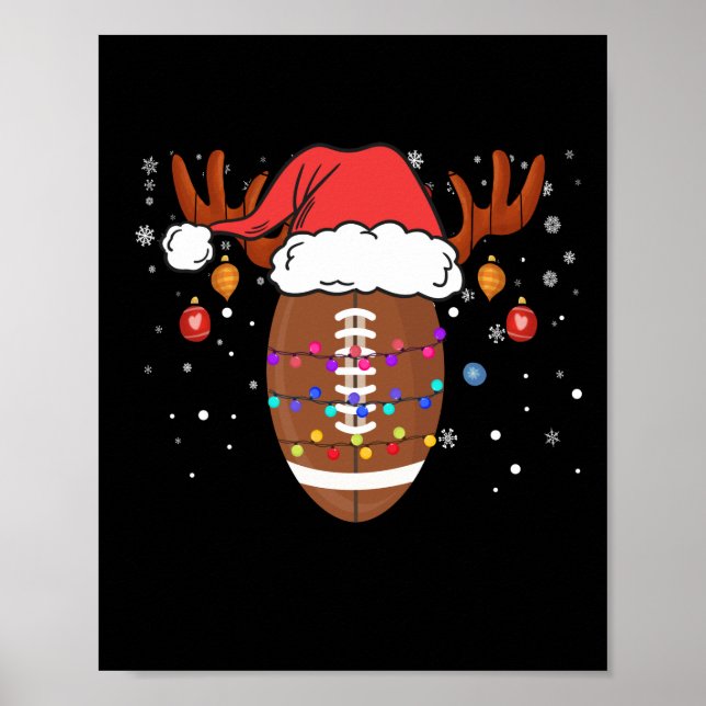 Finny Football Reindeer Santa Hat jul Poster (Framsidan)