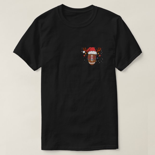 Finny Football Reindeer Santa Hat jul T Shirt (Design framsida)