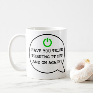 Finny Geek Quote Turning av och på Humor igen Kaffemugg
