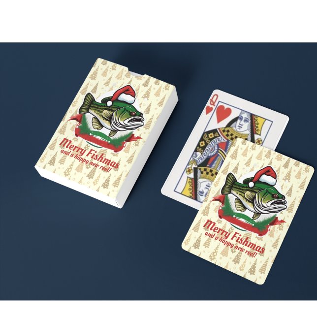 Finny God jul Fishmas Fiske Santa Fish Casinokort (Merry Fishmas and a Happy New Reel. Fishing themed playing cards make a great stocking stuffer.)