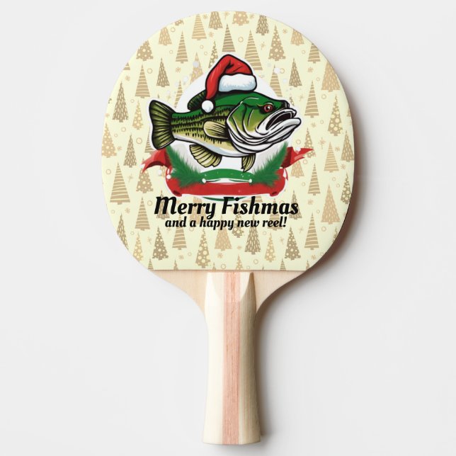Finny God jul Fishmas Fiske Santa Fish Pingisracket (Framsidan)