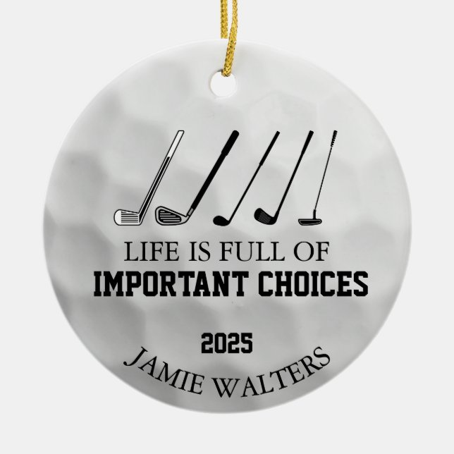 Finny Golf-jul, fina Golf-presenter för golfer Julgransprydnad Keramik (Framsidan)