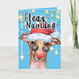 Finny Greyhound Santa hund juls loppas navidog Kort