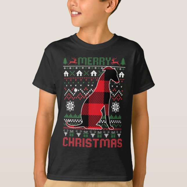Finny Greyhound Ugly jul Red Plad Ljus Swe T Shirt (Framsida)