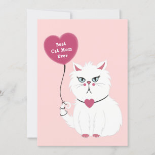 Finny Grumpy White Cat Mors dag-platta kort