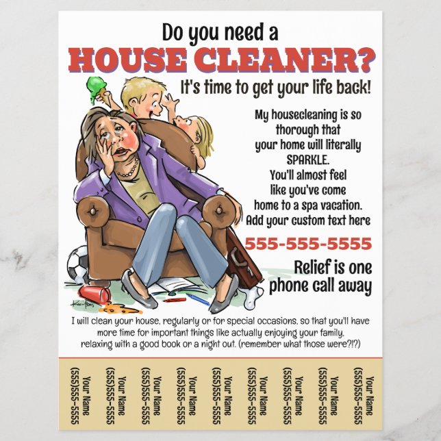 Finny Housecleaning Service Home Housekeeper Promo Reklamblad (Framsidan)