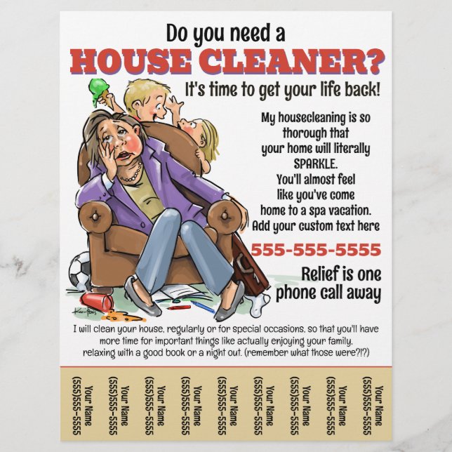 Finny Housecleaning Service Home Housekeeper Promo Reklamblad (Framsidan)