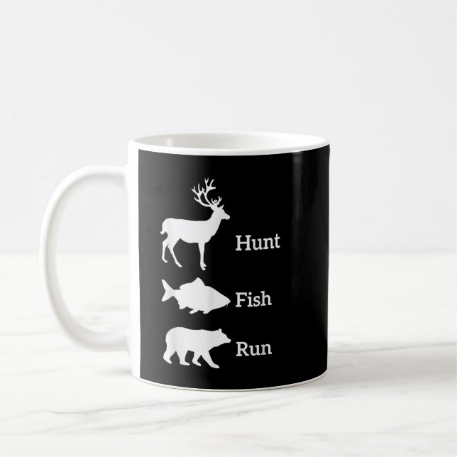 Finny Hunting Fishing Hunt Fish Springa Bear Gift Kaffemugg (Vänster)