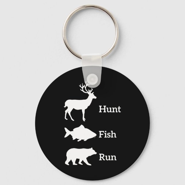 Finny Hunting Fishing Hunt Fish Springa Bear Gift Nyckelring (Framsida)