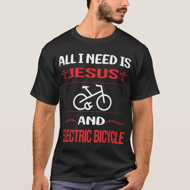 Finny Jesus Electric Bicycle E Bike Ecykel T Shirt (Framsida)