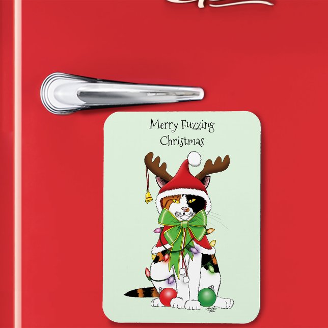 Finny jul Calico Cat Magnet (Skapare uppladdad)