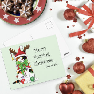 Finny jul Calico Cat Vykort