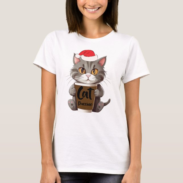 Finny jul Cat-Puccino T Shirt (Framsida)