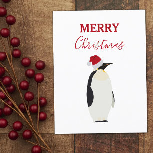 Finny jul Penguin Funny Animal Santa Hat Helg Vykort