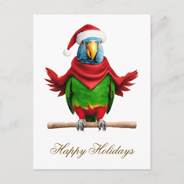 Finny jul Santa Parrot Helg Vykort (Framsida)