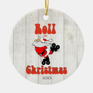 Finny jul Santa Roller Skate Julgransprydnad Keramik