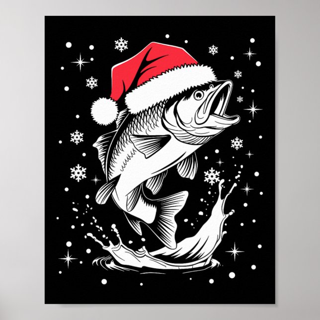 Finny Julafton Santa Hat Fish Jul Fishing Poster (Framsidan)