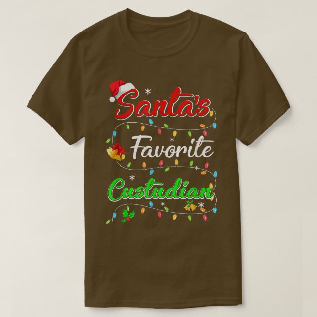 Finny Julafton Santa's Favorite Custodian jul T- T Shirt (Design framsida)