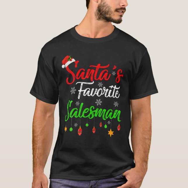 Finny Julafton Santa's Favorite Salesman jul T Shirt (Framsida)