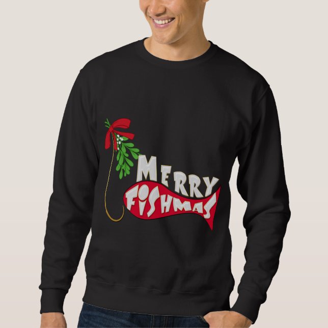 Finny julfiske - Merry Fishmas Sweatshirt (Framsida)