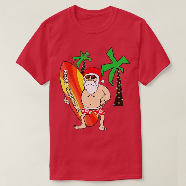 Finny Jultomten Surfing jul på Hawaii juli T Shirt (Design framsida)
