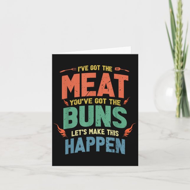 Finny Kött och Buns Bbq Gift för Grill Älskare Kort (Framsida)