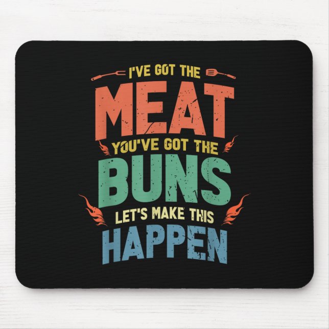 Finny Kött och Buns Bbq Gift för Grill Älskare Musmatta (Framsidan)