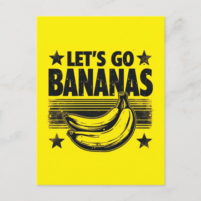 Finny Låt oss Go Bananas Distress Grunge Meme Helg Vykort (Framsida)