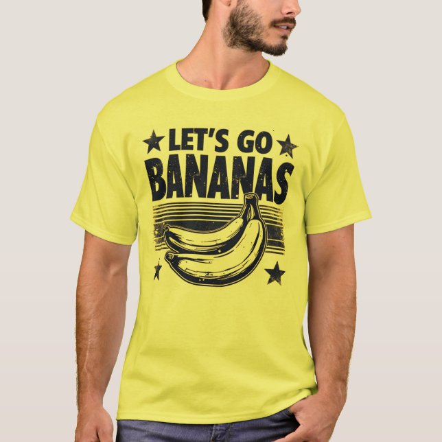 Finny Låt oss Go Bananas Distress Grunge Meme T Shirt (Framsida)