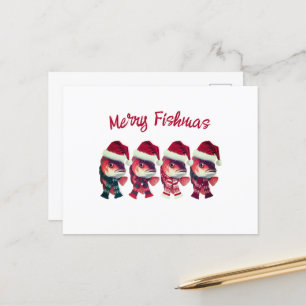 Finny Merry Fishmas Julfiske Helg Vykort