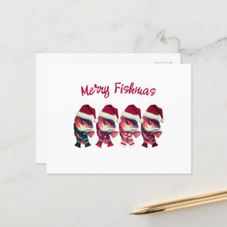 Finny Merry Fishmas Julfiske Helg Vykort