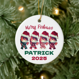 Finny Merry Fishmas Julfiske Julgransprydnad Keramik