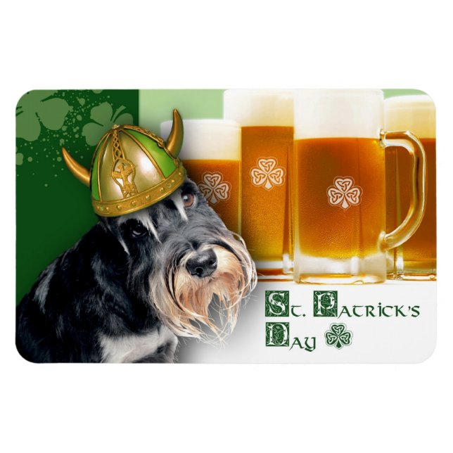 Finny Miniature Schnauzer St. Patrick's Day Gift Magnet (Horisontell)