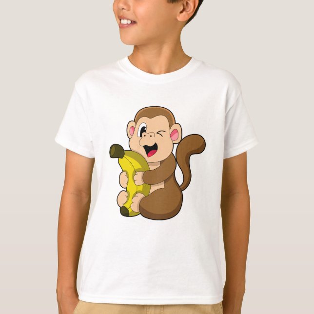 Finny Monkey med Banana T Shirt (Framsida)