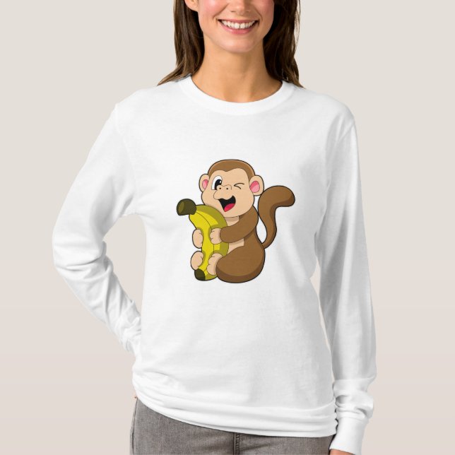 Finny Monkey med Banana T Shirt (Framsida)
