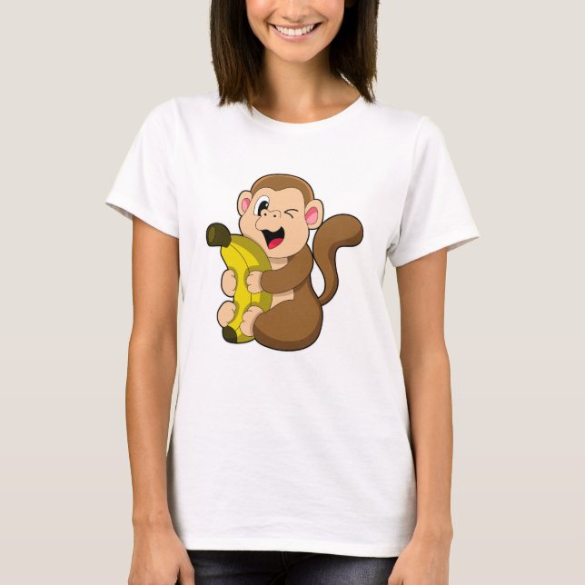 Finny Monkey med Banana T Shirt (Framsida)