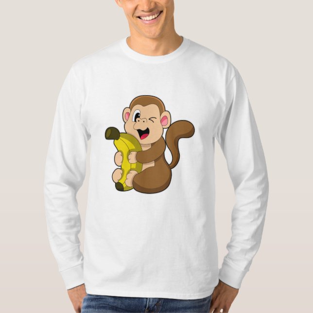 Finny Monkey med Banana T Shirt (Framsida)