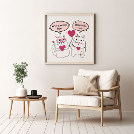 Finny och Grumpy Valentines day Cat Couple Poster