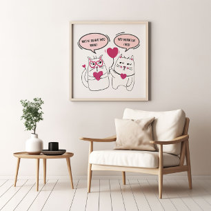 Finny och Grumpy Valentines day Cat Couple Poster