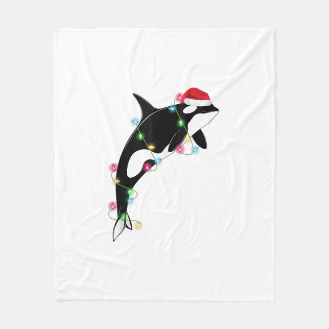 Finny Orca Killer Whale Santa Hat-julhavet Fleecefilt (Framsidan)