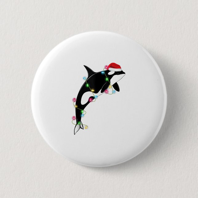 Finny Orca Killer Whale Santa Hat-julhavet Knapp (Framsida)