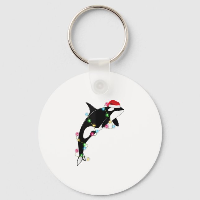 Finny Orca Killer Whale Santa Hat-julhavet Nyckelring (Framsida)