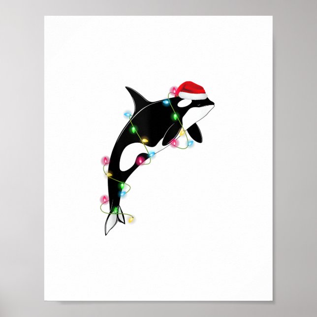 Finny Orca Killer Whale Santa Hat-julhavet Poster (Framsidan)