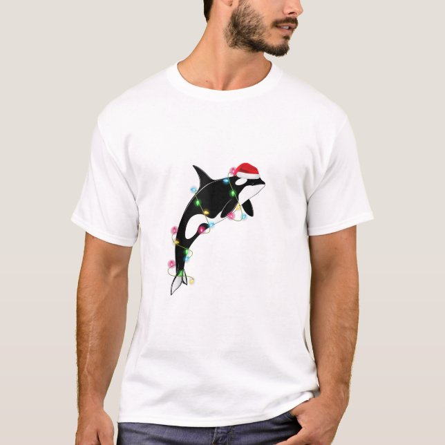 Finny Orca Killer Whale Santa Hat-julhavet T Shirt (Framsida)
