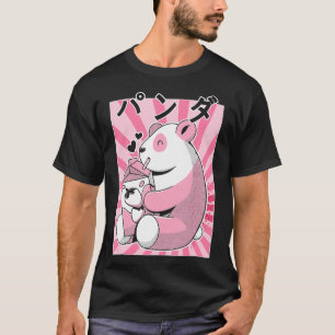 Finny Panda Bear Retro 90s Japansk Kawaii Strawbe T Shirt