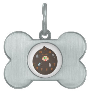 Finny Pappa Monster Kärlek Coffee Pet Tag ID-bricka Husdjur